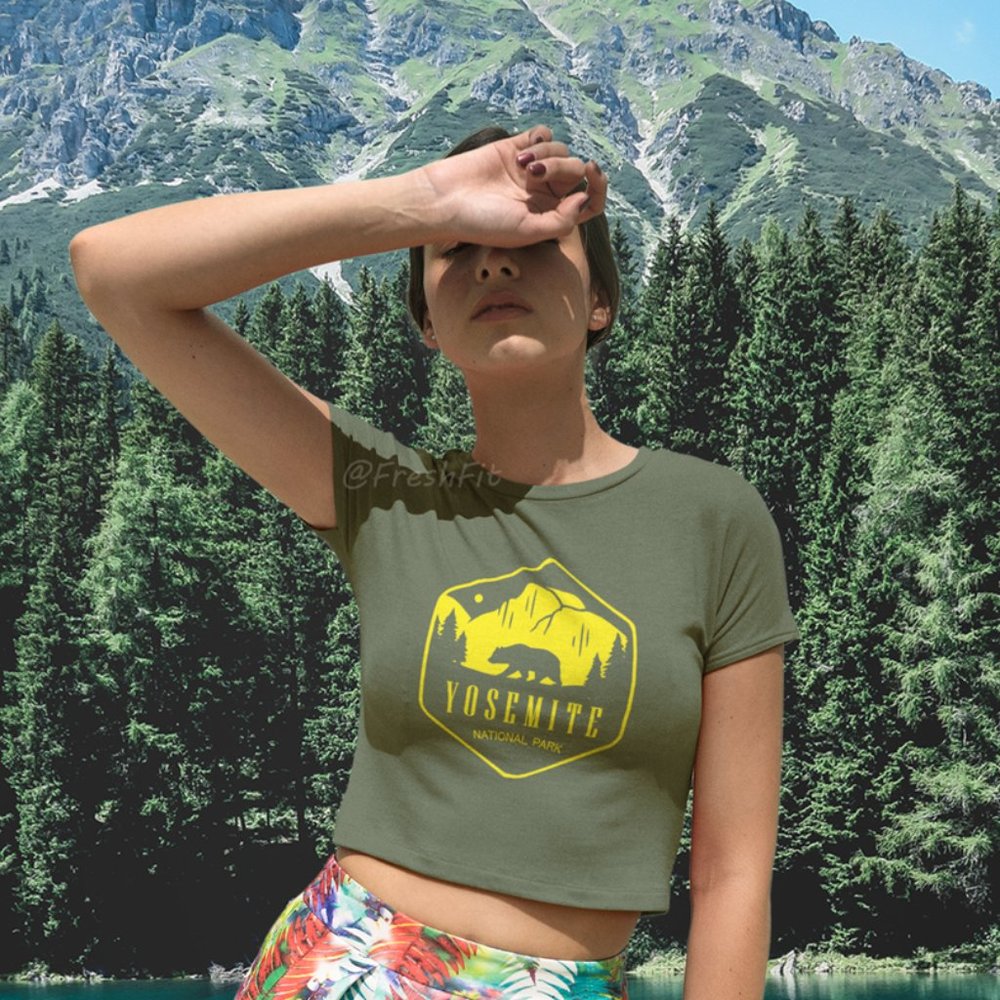 🆕Yosemite National Park Fitted Crop Top Tee Olive
